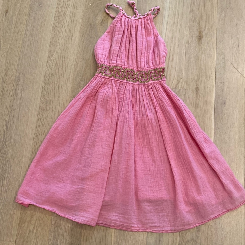 3T Pink Greek Festival Dress with gold trim